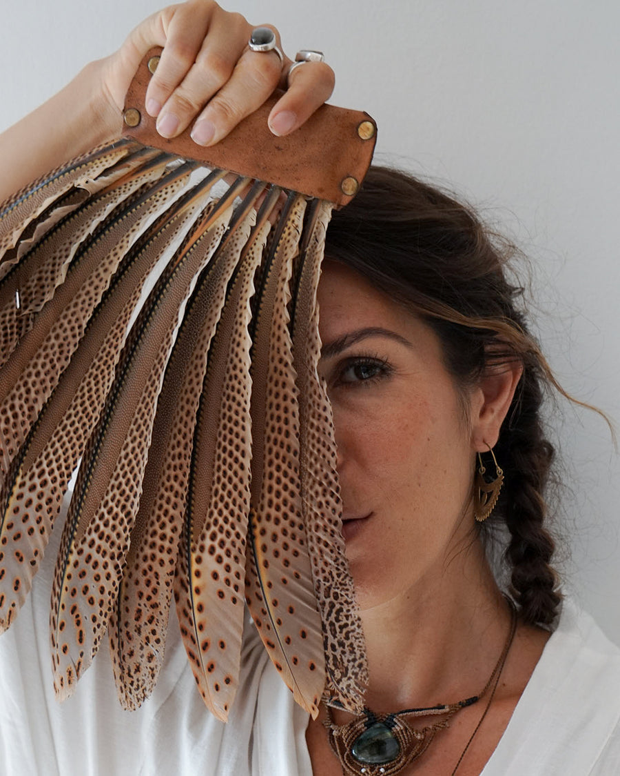 Feather Smudging Fan Leather