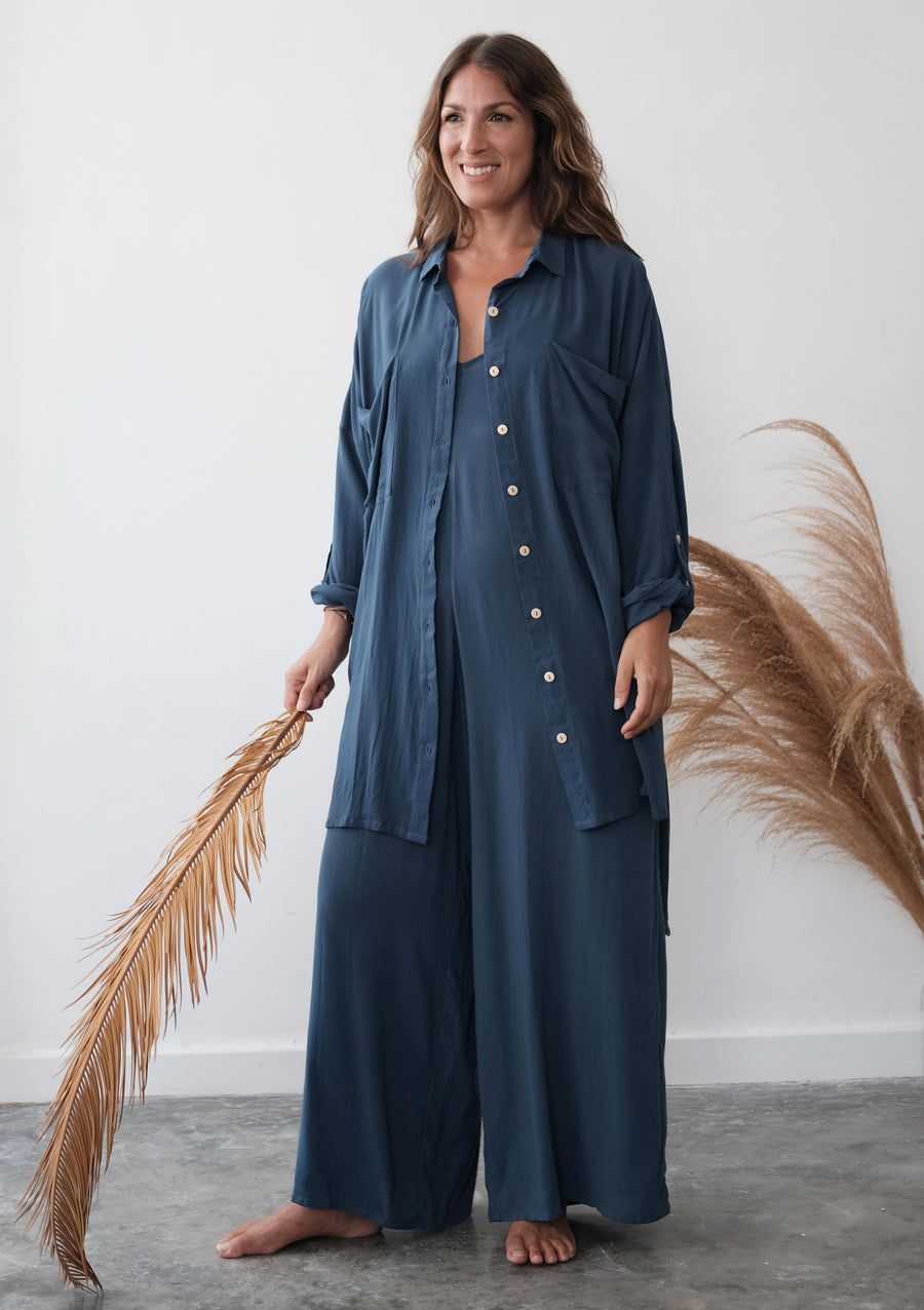 women dress organic blue