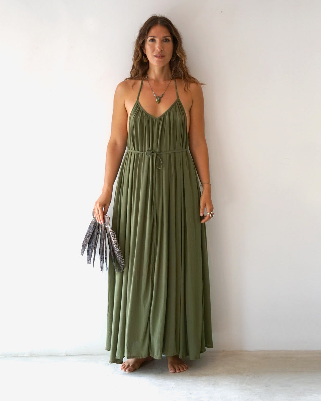 women dress organic green