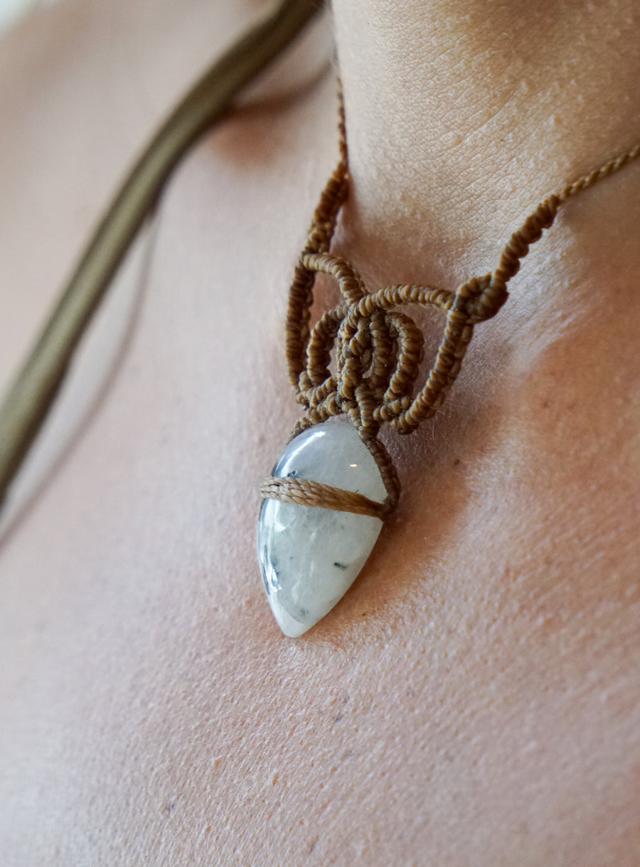 Moonstone Necklace Macrame