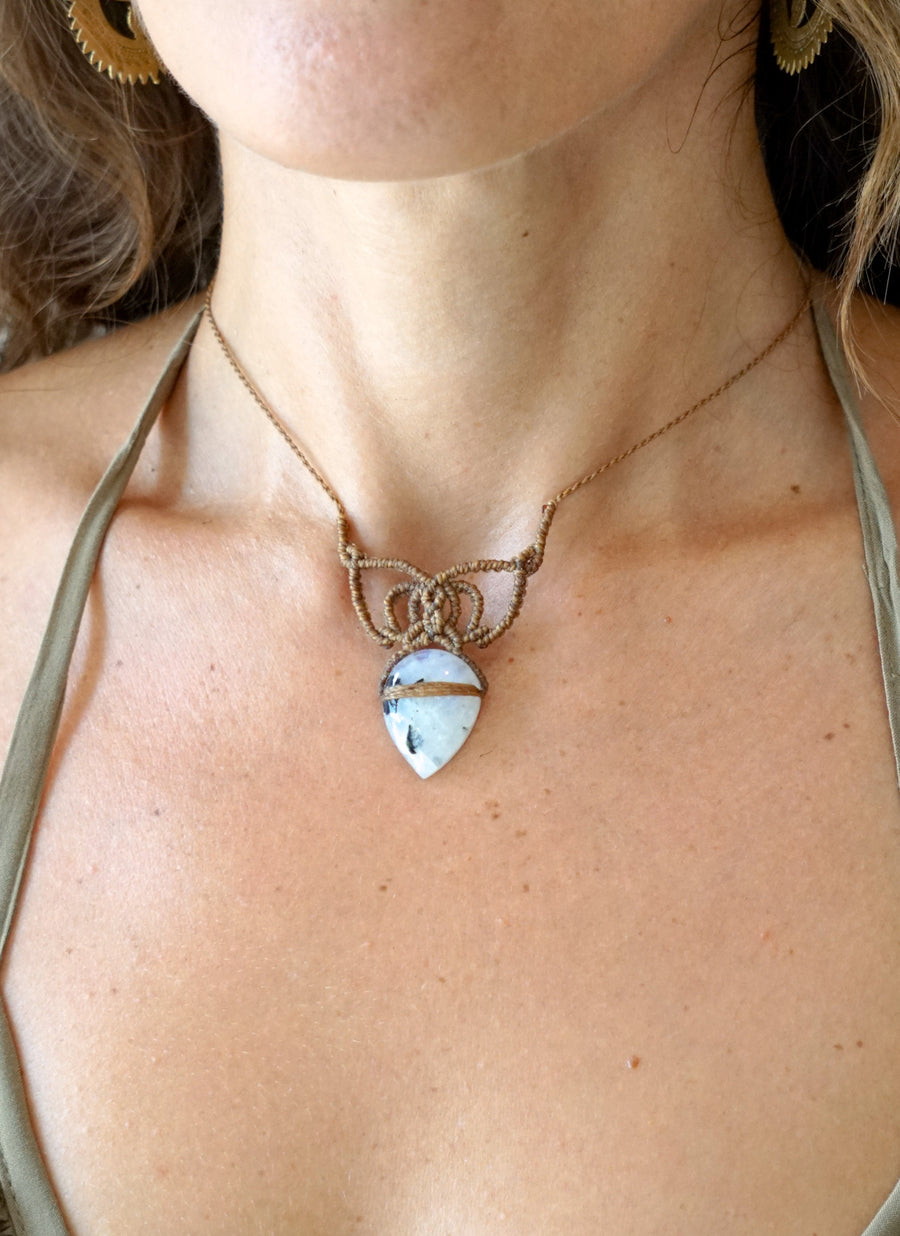 Moonstone Necklace Macrame